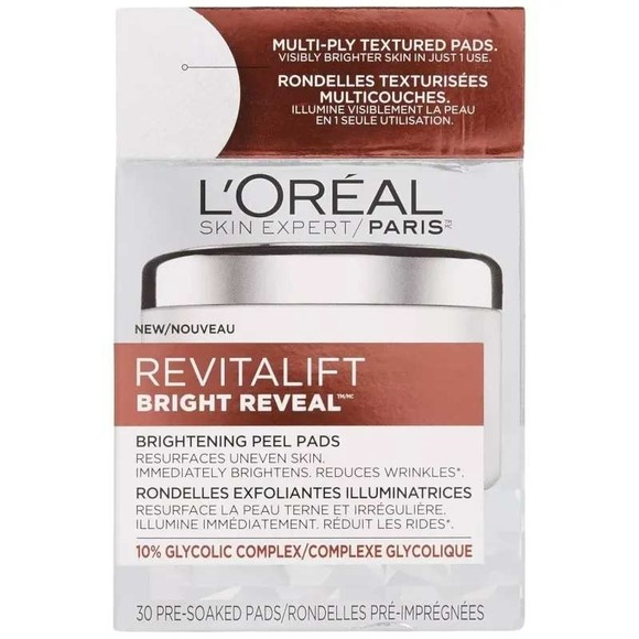 L'Oreal Other - L'Oreal Revitalift Bright Reveal Peel Pads 30ct White 10% Glycolic Complex